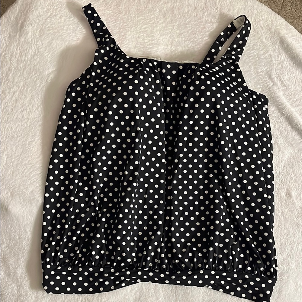 Lands End Polka Dot Black and White Women's Swim Top